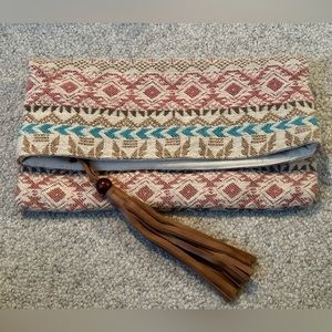 Rip curl folded boho embroidered clutch purse